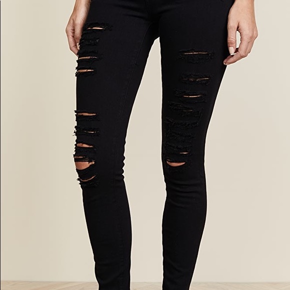 FRAME Le Color Rip Skinny Jeans in black - Picture 5 of 8